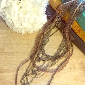 Gray Beaded Dangling Necklace